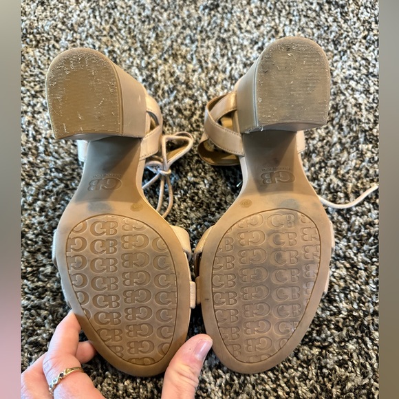 Gianni Bini GB Nude Block Tie Front Strappy Heels Size 8.5 - Picture 5 of 7